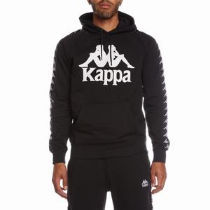 Kappa 222 Banda Hurtado 2 Hoodie Black White | XA6425089
