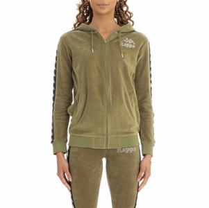 Kappa 222 Banda Stech Zip Hoodie Green Olive | CB5931762