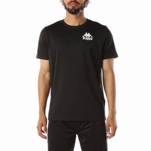 Kappa Authentic Ables T Shirts Black White | JD0458279