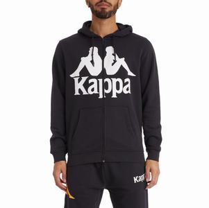 Kappa Authentic Awert Hoodie Black White | ZO9032178