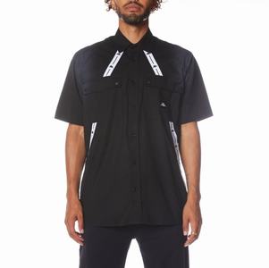 Kappa Authentic Jpn Takata Button Down T Shirts Black | QF3568472