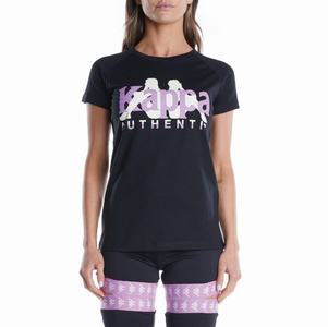 Kappa Authentic Vreelas T Shirts Black Purple | MA0187954