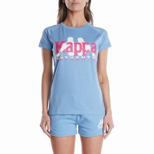 Kappa Authentic Vreelas T Shirts Light Blue Brown | FT7864539