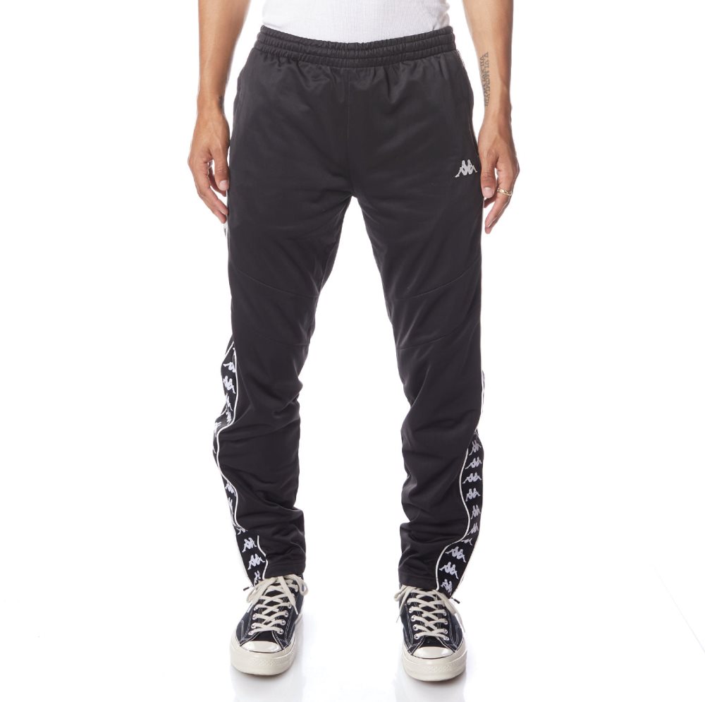 Kappa 222 Banda Aderno Track Pants Black White | YN5762301