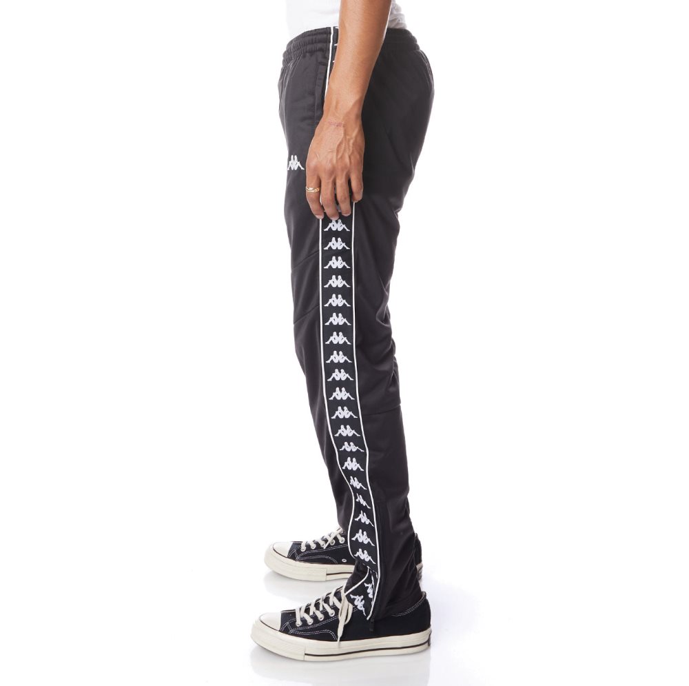 Kappa 222 Banda Aderno Track Pants Black White | YR6124508