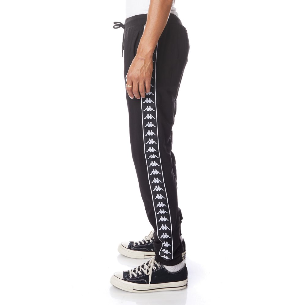 Kappa 222 Banda Alanz 2 Sweatpants Black White | RX3027196