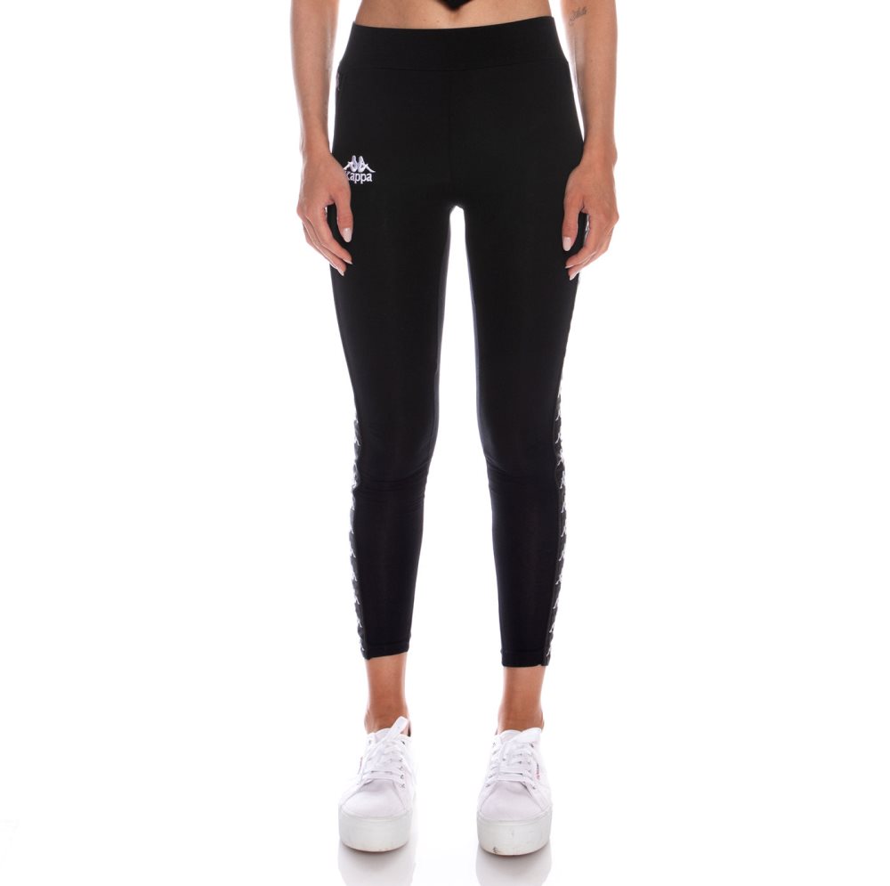 Kappa 222 Banda Anen 2 Leggings Black White | XC8960543