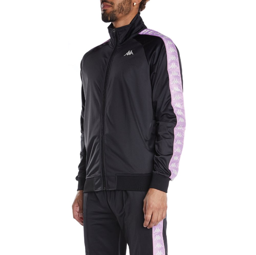 Kappa 222 Banda Anniston Track Jackets Black Purple | AE4081279