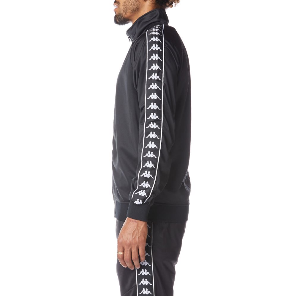 Kappa 222 Banda Anniston Track Jackets Black White | JN4916753