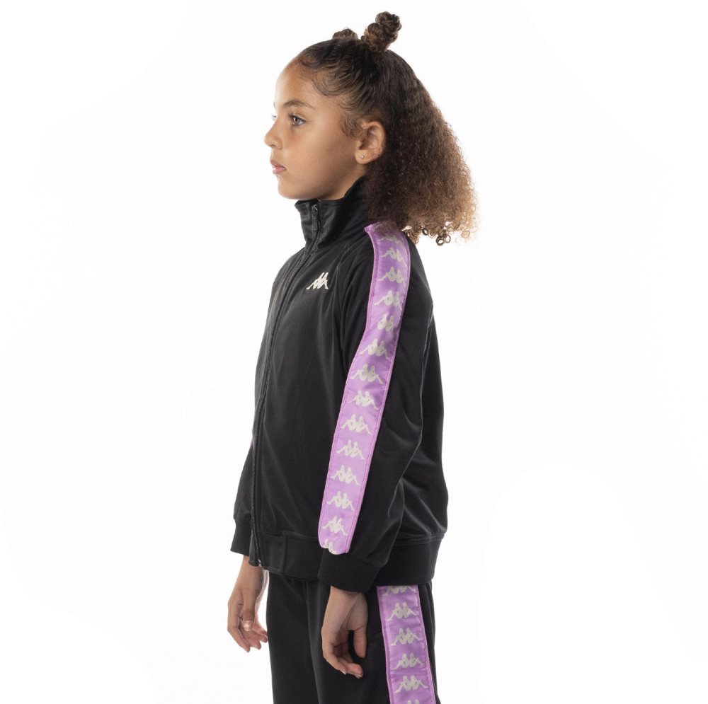 Kappa 222 Banda Anniston Track Jackets Black Purple | YN5492637