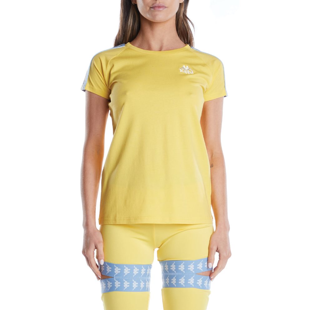 Kappa 222 Banda Apan T Shirts Yellow Light Blue | IB5263709