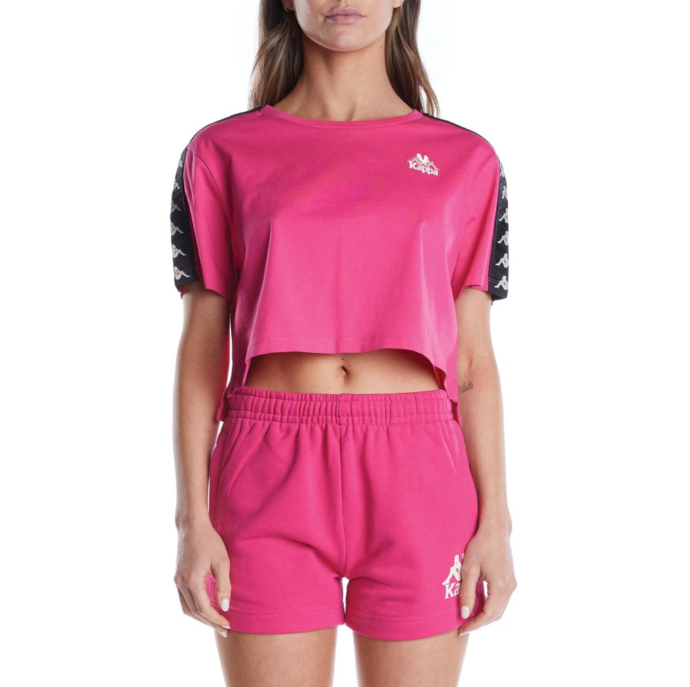 Kappa 222 Banda Apua T Shirts Pink Black | BU4165930