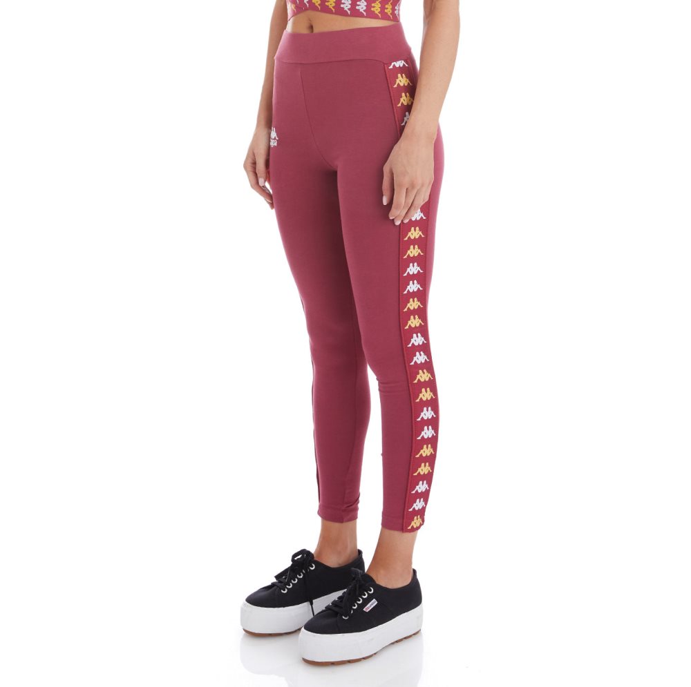 Kappa 222 Banda Baldhill Leggings Burgundy | MA0783594
