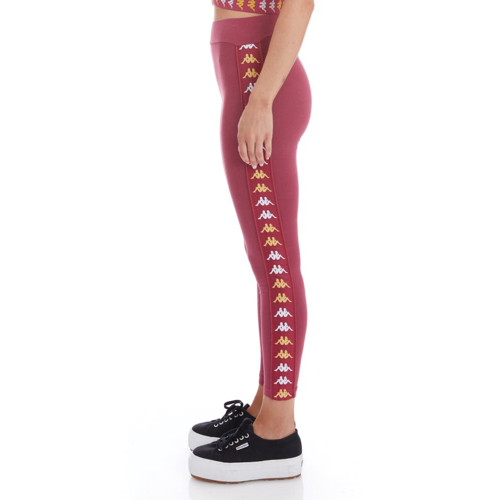 Kappa 222 Banda Baldhill Leggings Burgundy | MA0783594