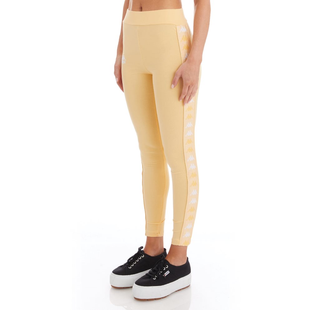Kappa 222 Banda Baldhill Leggings Light Yellow White | YL9347506