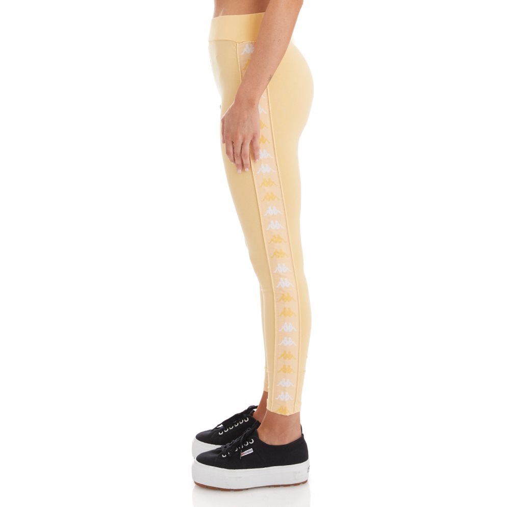 Kappa 222 Banda Baldhill Leggings Light Yellow White | YL9347506
