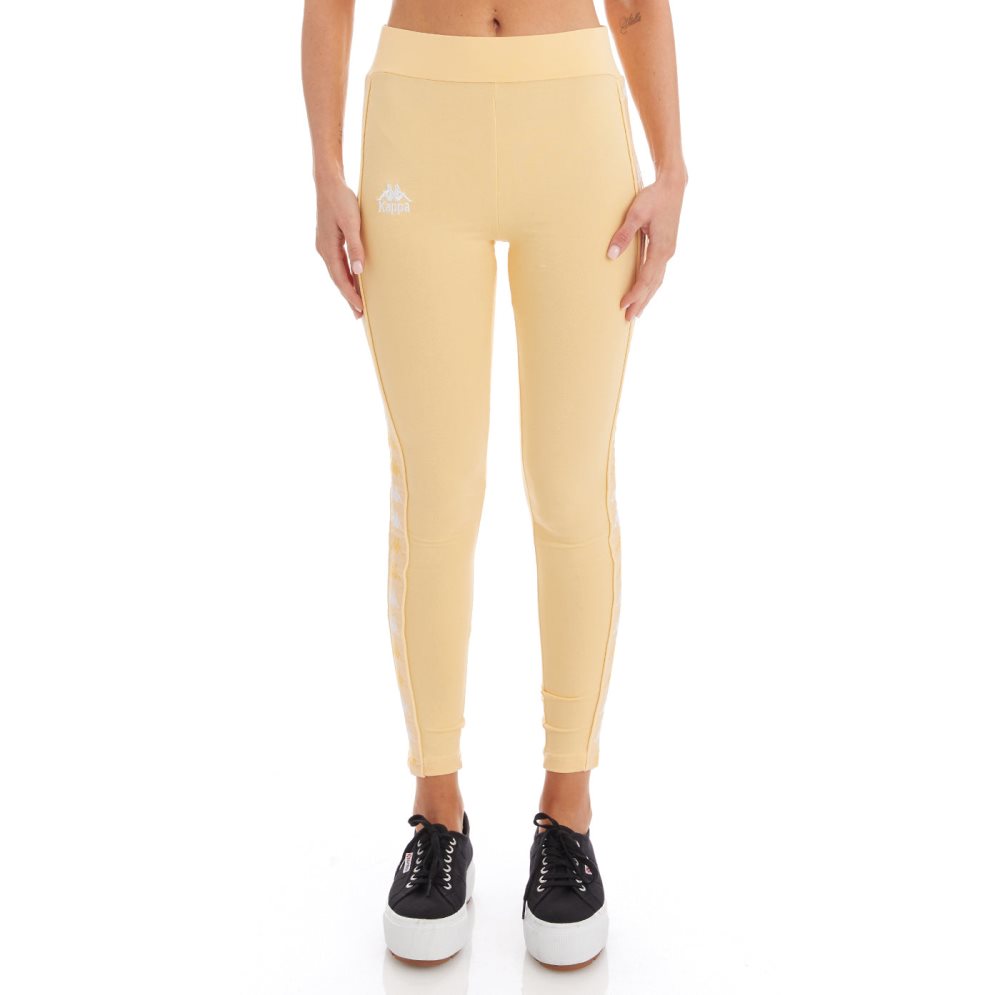 Kappa 222 Banda Baldhill Leggings Light Yellow White | YL9347506