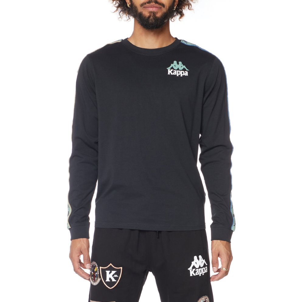Kappa 222 Banda Bones T Shirts Black Olive | JP7059641