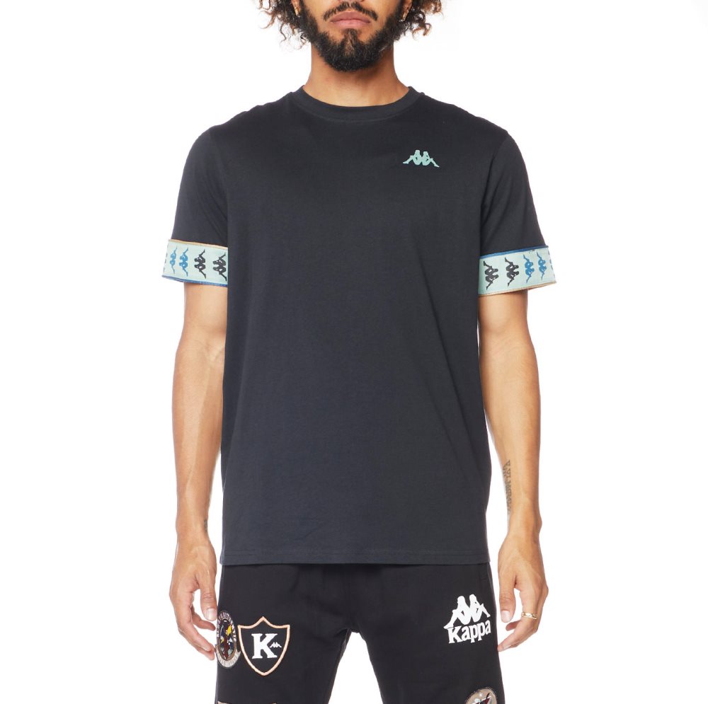 Kappa 222 Banda Bowieshirt T Shirts Black Olive | FW8659132