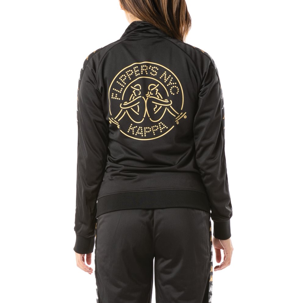 Kappa 222 Banda Flippers Flako Track Jackets Black | XJ8042395