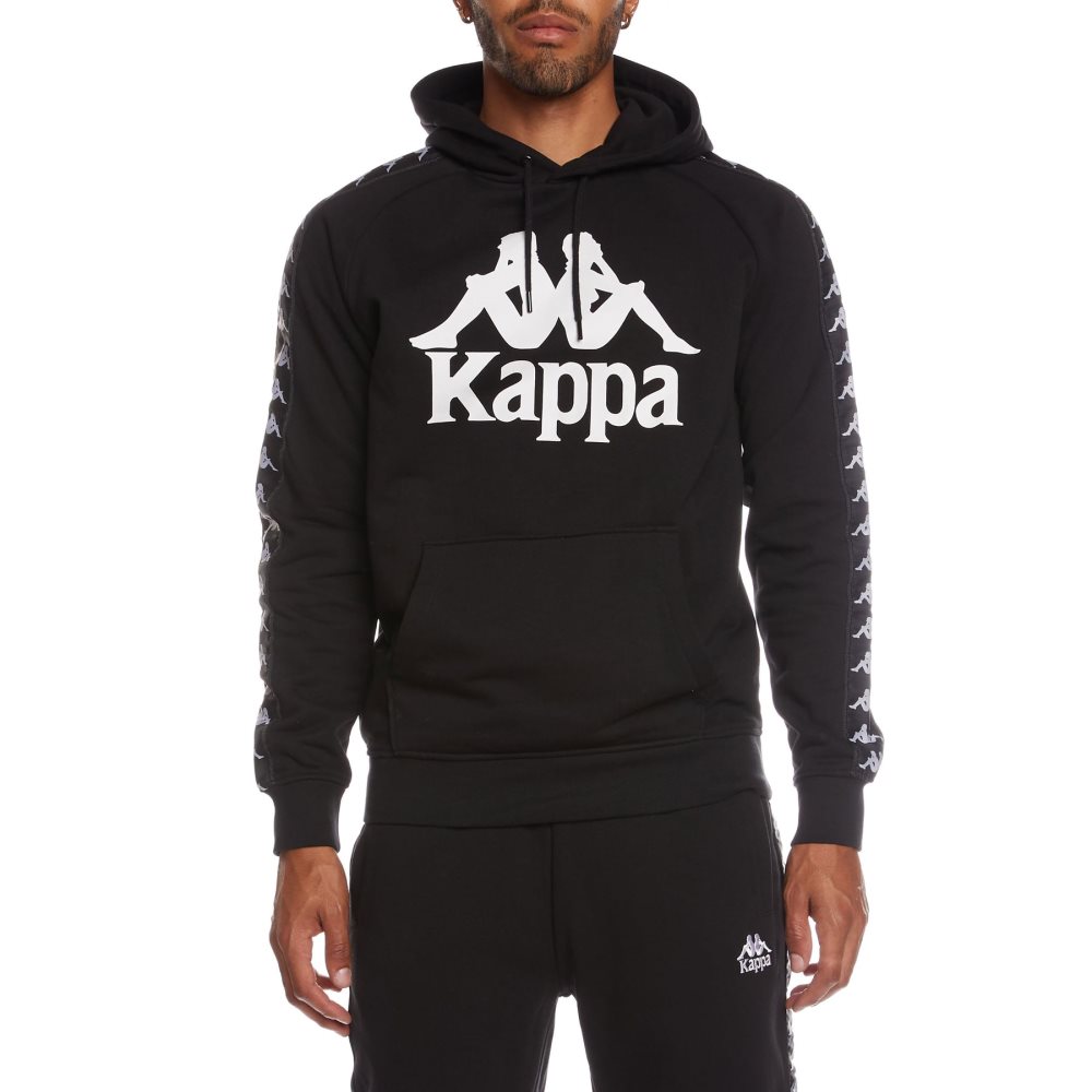 Kappa 222 Banda Hurtado 2 Hoodie Black White | ER8193472