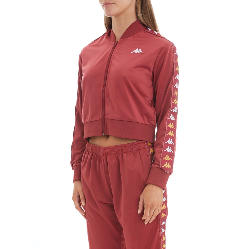 Kappa 222 Banda Ponce Cropped Track Jackets Burgundy | UV1630249