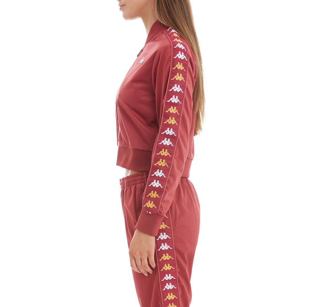 Kappa 222 Banda Ponce Cropped Track Jackets Burgundy | UV1630249