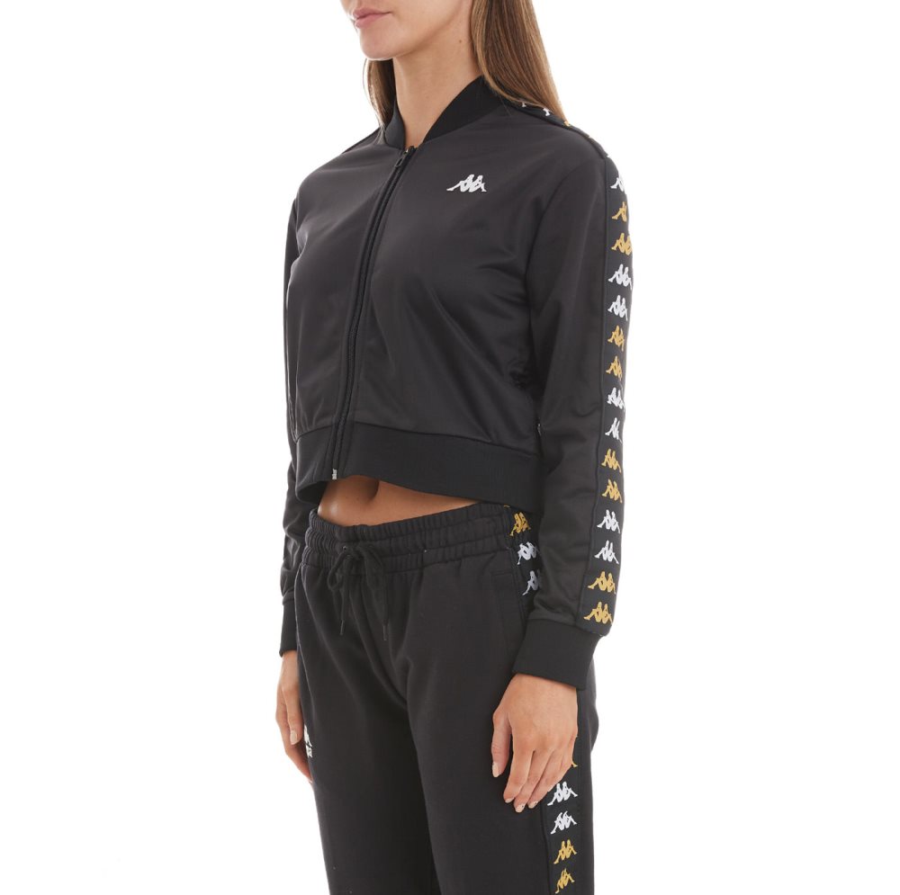 Kappa 222 Banda Ponce Cropped Track Jackets Black | ZK9741286