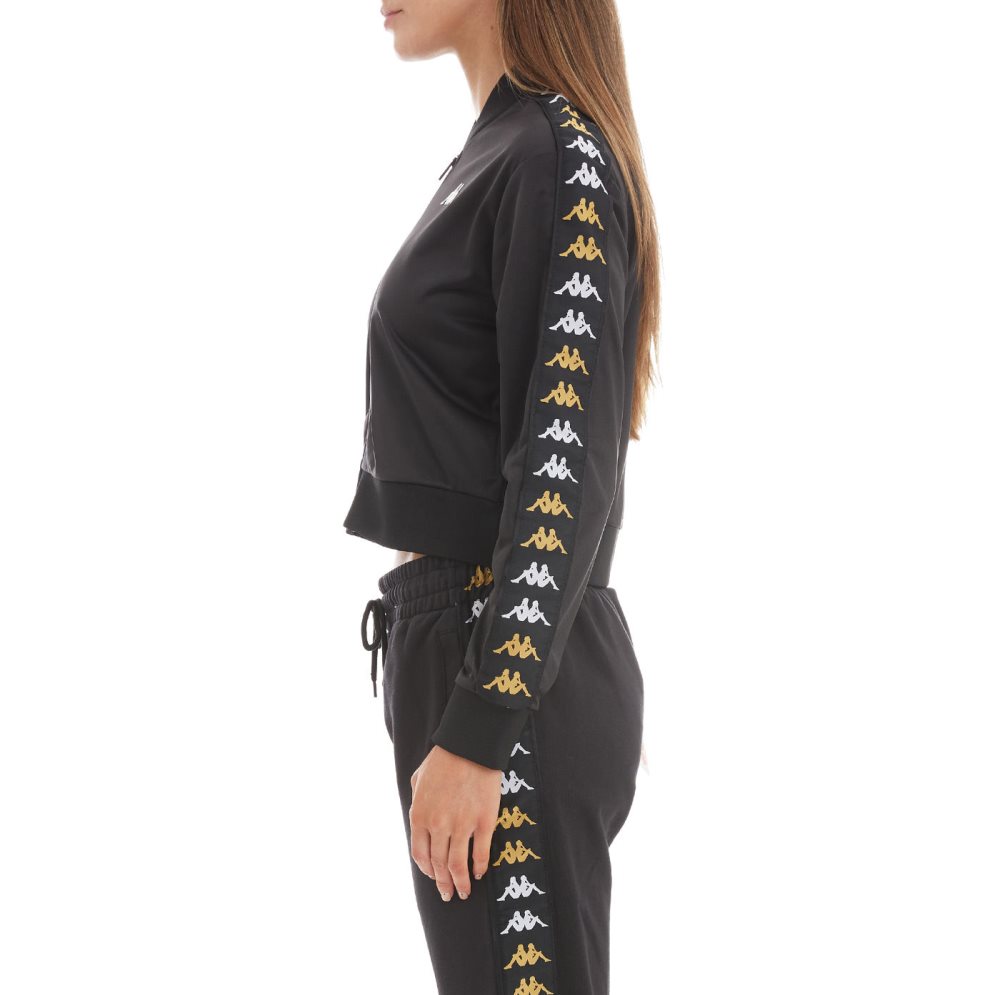 Kappa 222 Banda Ponce Cropped Track Jackets Black | ZK9741286
