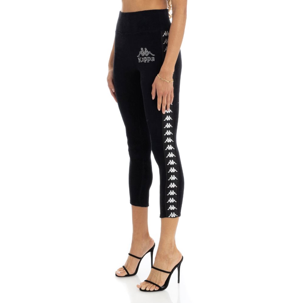 Kappa 222 Banda Slit Leggings Black | JS4837109