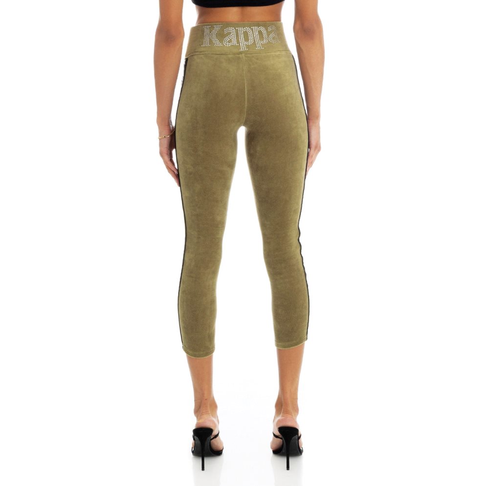 Kappa 222 Banda Slit Leggings Green Olive | JS7851902