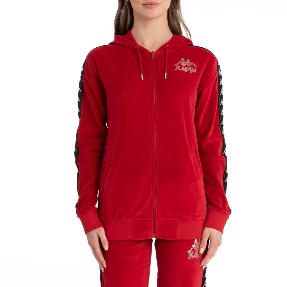 Kappa 222 Banda Stech Zip Hoodie Red | YR8567042