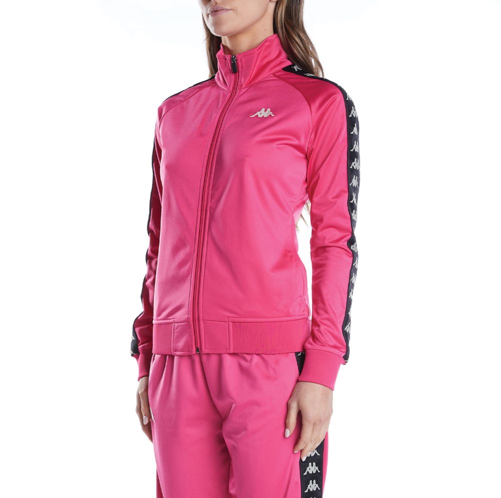 Kappa 222 Banda Wanniston Slim Track Jackets Pink Black | LZ0916473