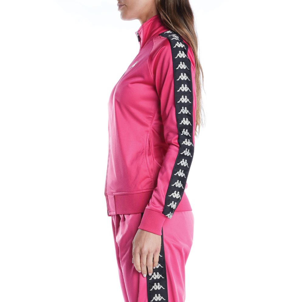 Kappa 222 Banda Wanniston Slim Track Jackets Pink Black | RL0283679
