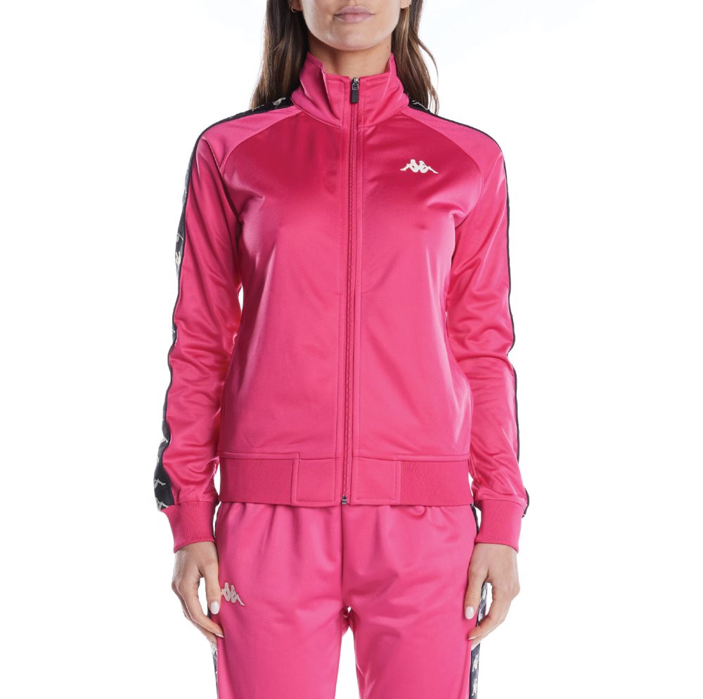 Kappa 222 Banda Wanniston Slim Track Jackets Pink Black | RL0283679