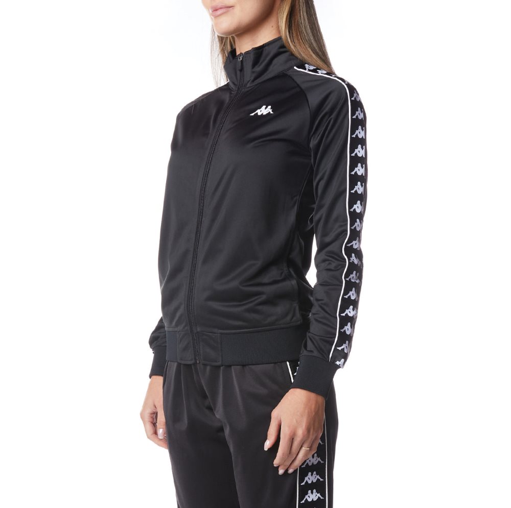 Kappa 222 Banda Wanniston Slim Track Jackets Black White | XQ9462017