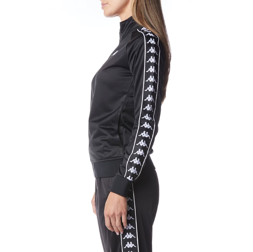 Kappa 222 Banda Wanniston Slim Track Jackets Black White | XQ9462017