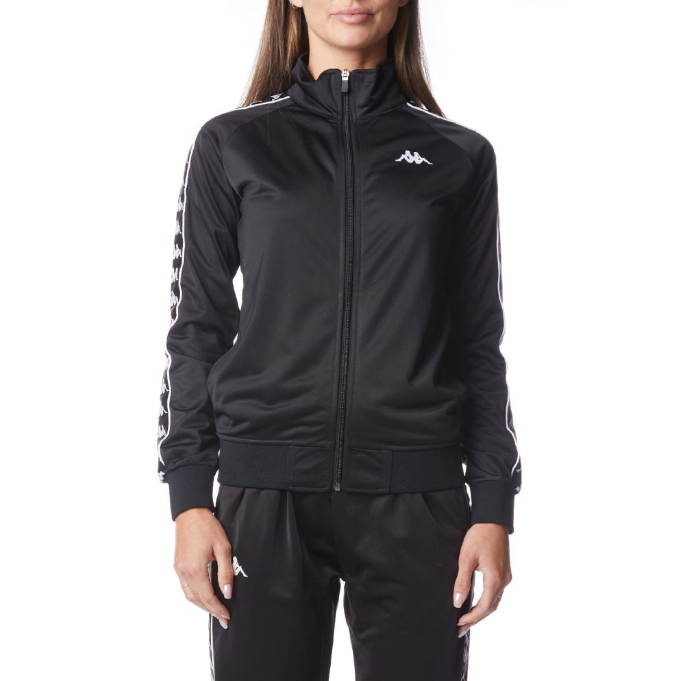 Kappa 222 Banda Wanniston Slim Track Jackets Black White | XQ9462017