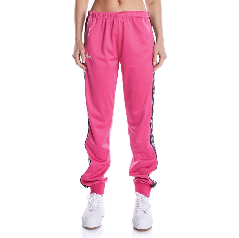Kappa 222 Banda Wrastoria Track Pants Pink Black | JF3754910