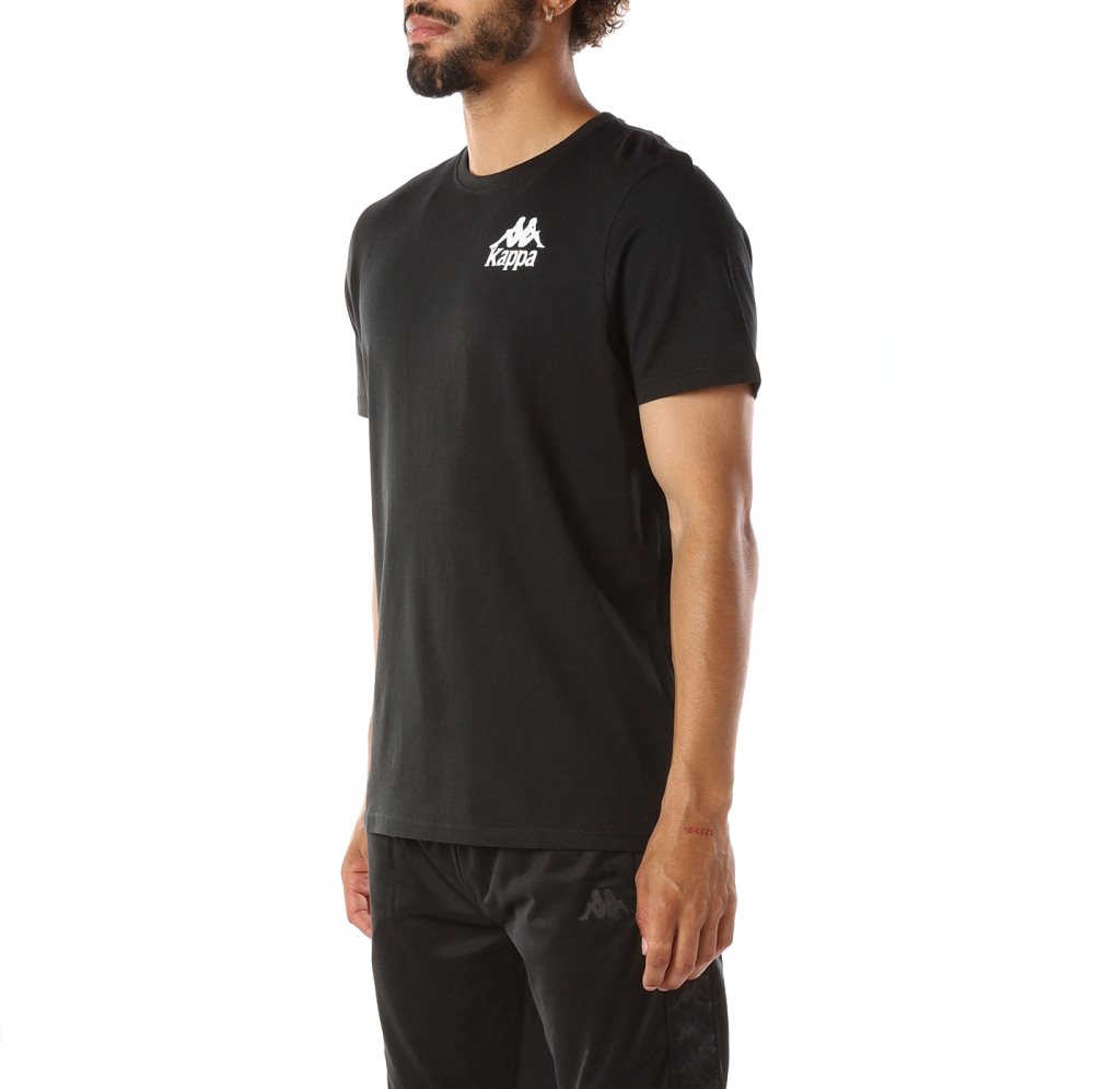 Kappa Authentic Ables T Shirts Black White | JD0458279