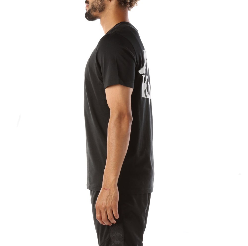 Kappa Authentic Ables T Shirts Black White | JD0458279