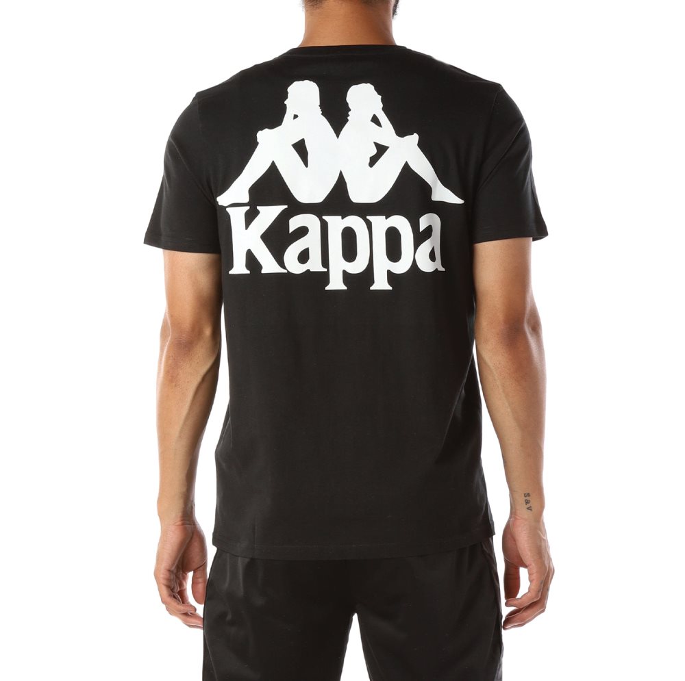 Kappa Authentic Ables T Shirts Black White | JD0458279