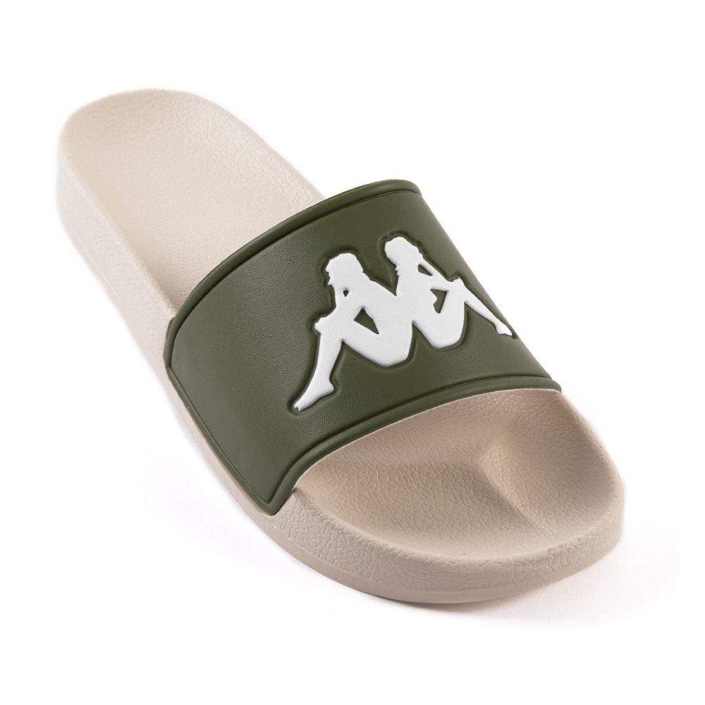 Kappa Authentic Adam 2 Slides Green Olive Grey White | JE2891476
