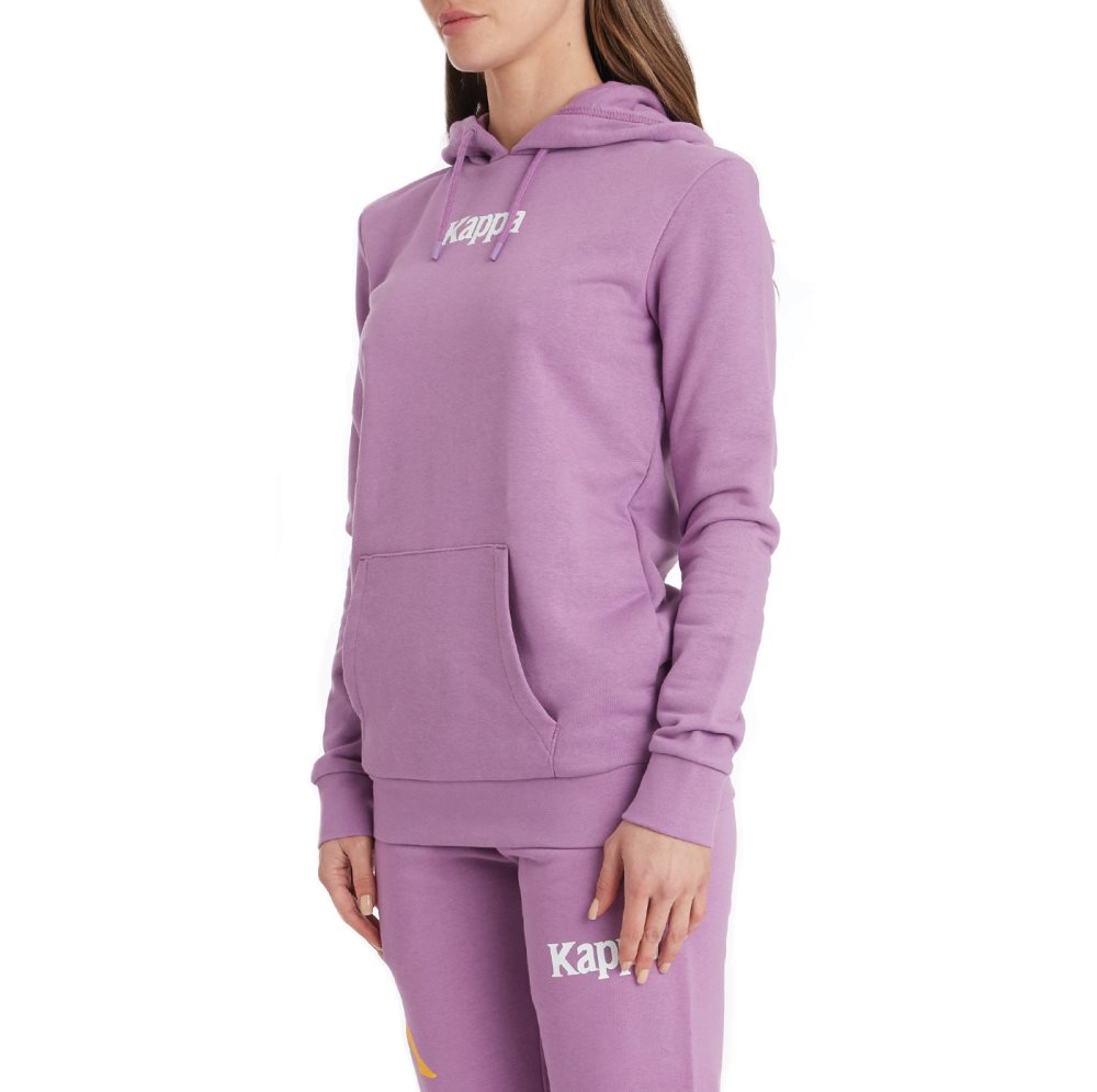 Kappa Authentic Ambenja Hoodie Purple Lavender White | XV3476810