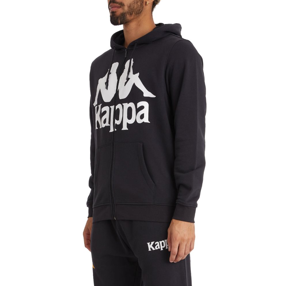 Kappa Authentic Awert Hoodie Black White | ZO9032178