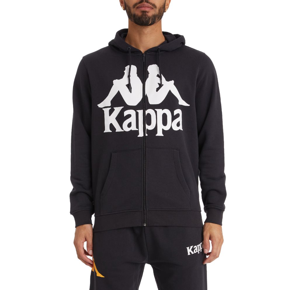 Kappa Authentic Awert Hoodie Black White | ZO9032178
