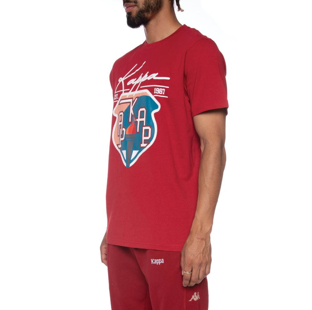 Kappa Authentic Bergen T Shirts Burgundy | NZ6507483