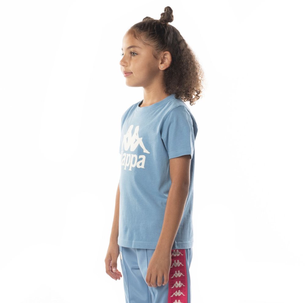 Kappa Authentic Esstesi T Shirts Light Blue Brown | VR7425603