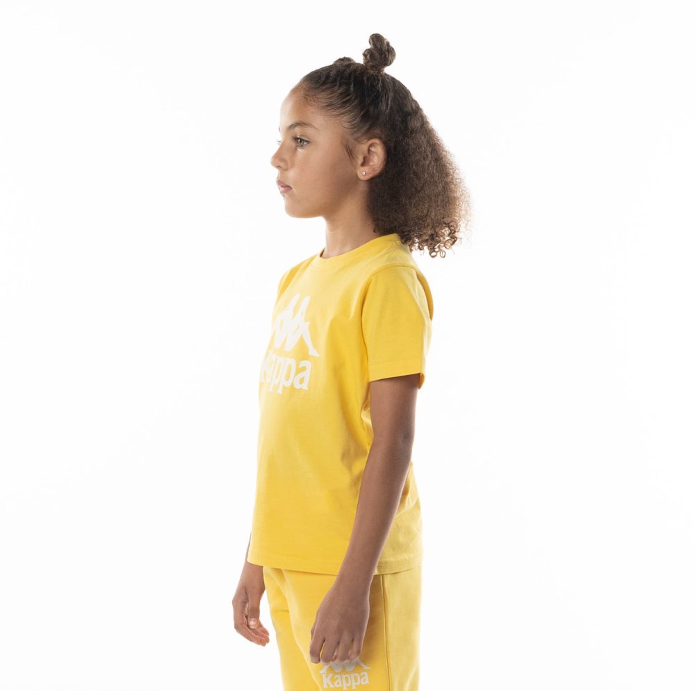 Kappa Authentic Esstesi T Shirts Yellow Brown | GK5198763