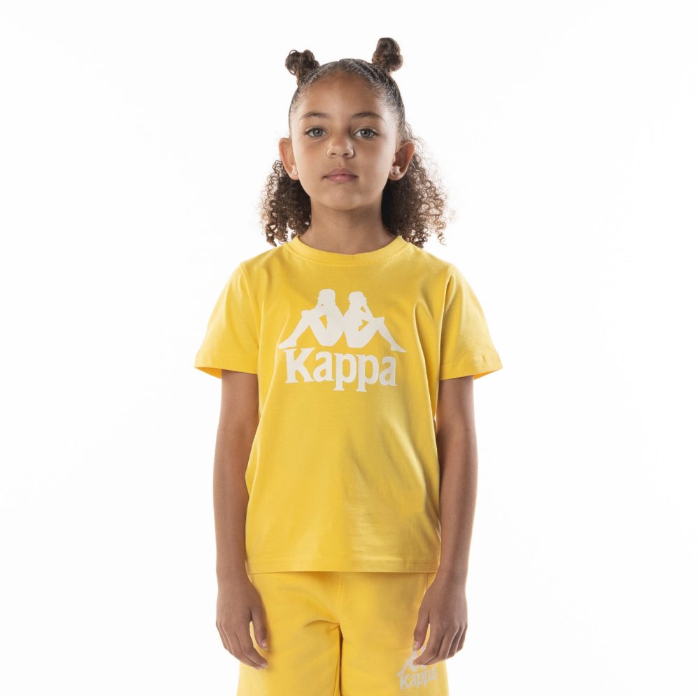 Kappa Authentic Esstesi T Shirts Yellow Brown | GK5198763